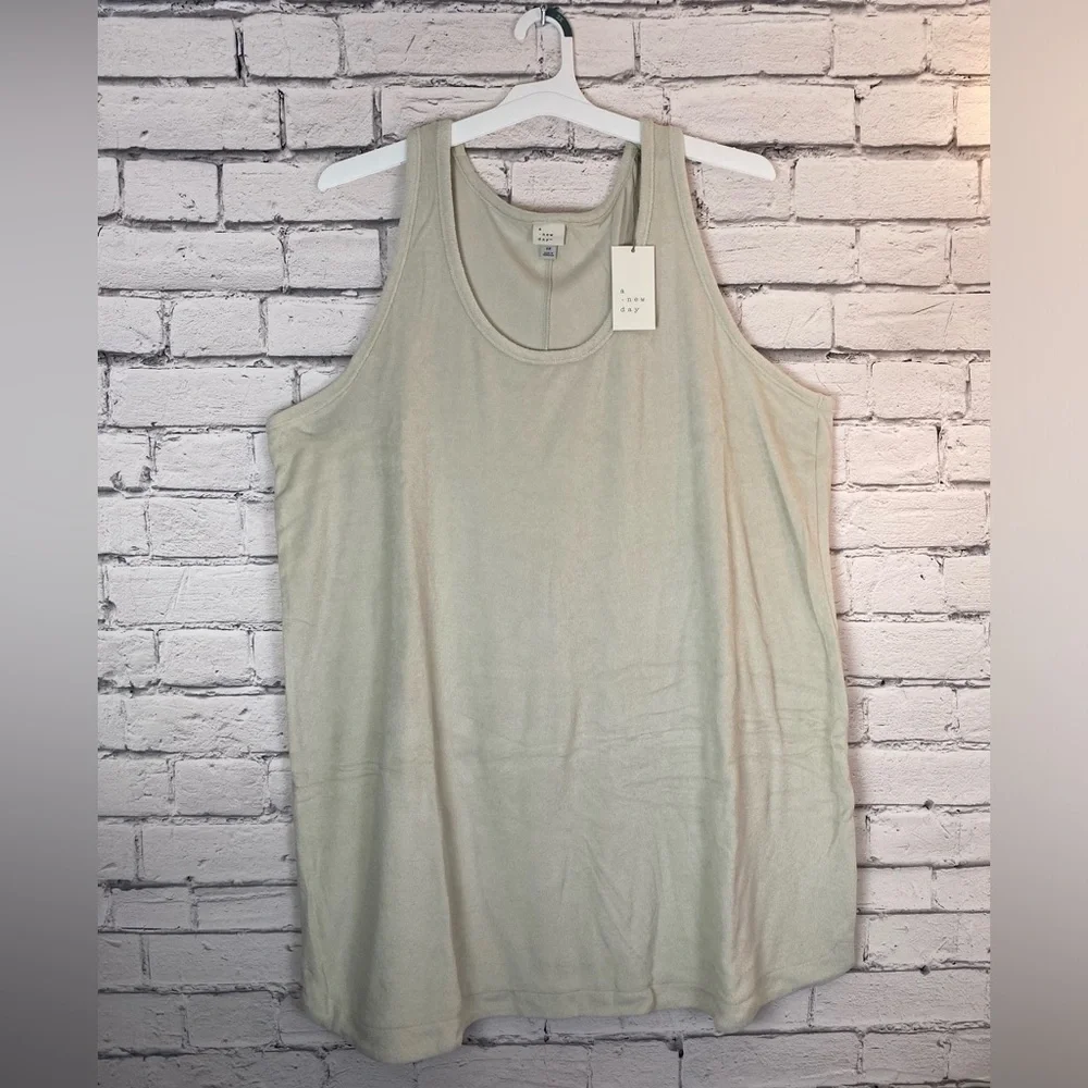Womens Terry Tank Dress size 2X- A New Day - Tan Plus Size Swim Coverup NWT